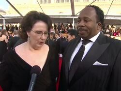INTERVIEW - Phyllis Smith & Leslie Baker on what it means to them to celebrate with their peers & how they feel about The Office coming to an end at 19th Annual Screen Actors Guild Awards - Arrivals 1/27/2013 in Los Angeles, CA. Stock Footage