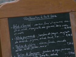 CU View of menu board of restaurant / Strasbourg, Alsace, France Stock Footage