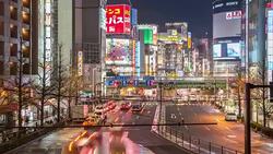 Time-lapse: Pedestrians crowded at Shinjuku Tokyo night Stock Footage