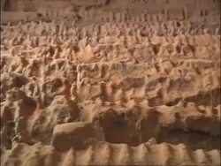 Pan left across Terracotta Army, Museum of Qin, Xian, China Stock Footage