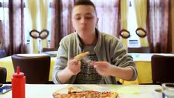 Eating pizza. Time lapse Stock Footage