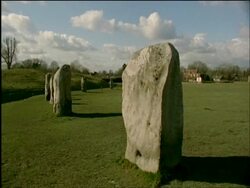 MS large standing stone, Avebury stone circle, Wiltshire, United Kingdom Stock Footage