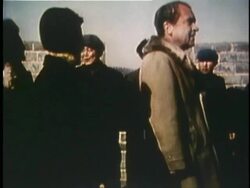 1972 MONTAGE Richard Nixon, Pat Nixon and offcials walking along Great Wall of China on official state visit / China  Stock Footage