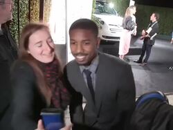 Michael B. Jordan greeting fans at Vanity Fair and Fiat's Young Hollywood Party Stock Footage