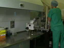 Anonymous lab worker using microscope News Clip
