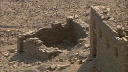 Loose rocks surround crumbling ruins at the ancient emerald mining town of Sikait, Egypt. Stock Footage