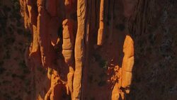 Tilt shot from the Tower Arch at The Arches National Park at sunset Stock Footage