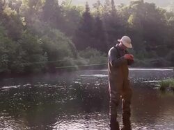 MS Shot of Fisherman gets ready to hit it / Maine, United States Stock Footage