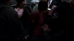 Chauffeur opens limousine door, hip-hop artist signs autographs for fans at awards show Stock Footage