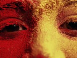 Portrait of a boy playing holi, Delhi, India Stock Footage