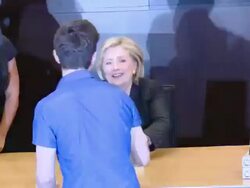 Chris Colfer & Hillary Rodham Clinton at the Hillary Rodham Clinton Book Signing Stock Footage