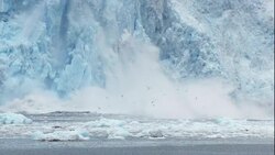 A glacier calves in Alaska. Stock Footage