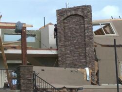 Tornado damage extensive in Longmont, Berthoud, Colorado Stock Footage
