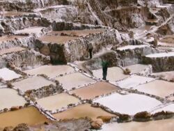 Maras Salt Ponds Mine, Inca Trail, Peru Stock Footage