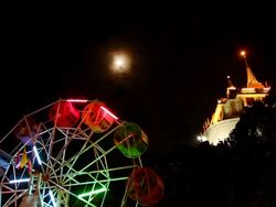 Ferris wheel with the pagoda background. Stock Footage