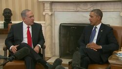 Obama presses Israeli PM to make "tough decisions" needed to move forward on talks with the Palestinians News Clip
