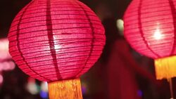 Lamp in Loi Krathong Traditional Festival in Thailand Stock Footage