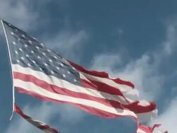Torn American flag. Striped, damaged, dirty, distressed. Stock Footage