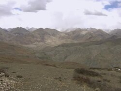 WS PAN Nomadic climbing mountain with horse / Himalayas, Upper Dolpo, Nepal Stock Footage