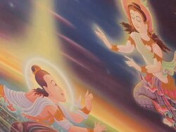 MS View of wall painting / Gaya, Bihar, India Stock Footage