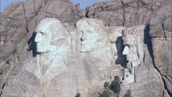 Mount Rushmore  - Aerial View - South Dakota, Pennington County, United States Stock Footage
