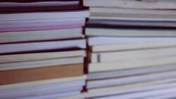 dolly camera shot- books Stock Footage