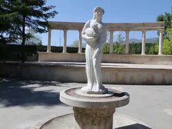 Dilijan, a statue in a small theater  in the center of the city Stock Footage