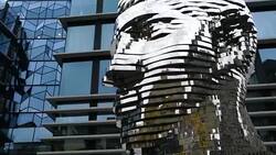 K, David Cerny Sculpture in Prague City Stock Footage