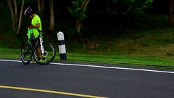 Bicycle park on road Stock Footage