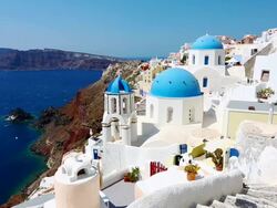 HD: Santorini famous churches Stock Footage