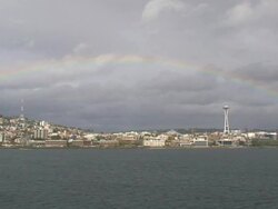 Rainbow Over Seattle Skyline Stock Footage
