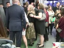 Suzanne Collins at the After Party For The Hunger Games: Mockingjay Part 1 in Los Angeles Stock Footage