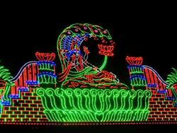 MS View of decorative lights on Krishna Janmashtami, Huda Gymkhana Club, Sector 29 / Gurgaon, Haryana, India Stock Footage