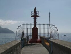WS Old lighthouse of Amalfi marina  / Amalfi, Campania, Italy Stock Footage