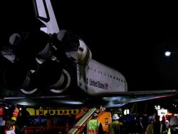 Space Shuttle Endeavour on streets of LA Stock Footage