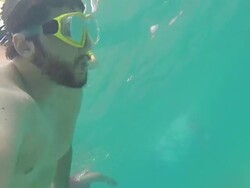 Beard Man Taking Selfie in the Water Stock Footage