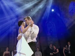 WS Groom dancing with bride Stock Footage