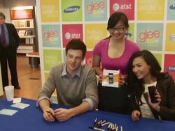 Cory Monteith, Naya Rivera at the Glee Live Samsung Infuse 4G DTR Event - Stevens Creek AT&T Store at San Jose CA. (Footage by WireImage Video/Getty Images Entertainment Video) Stock Footage