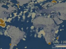 Atlantic Transport of Anthropogenic Aerosol Optical Depth (AOD) in 2003 Stock Footage