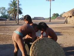 Kamayura Tribe Of The Xingu Indian Reserve Stock Footage