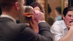 MS  Woman in conversation during dinner party Stock Footage