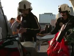 Nurses placing a patient into helicopter  Stock Footage
