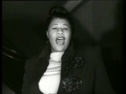B/W close up of Ella Fitzgerald singing Stock Footage