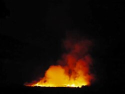 MS Shot of Steam rises from surface of lava lake in Nyiragongo Volcano / Goma, Virunga National Park, Democratic Republic of the Congo Stock Footage