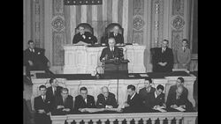 Pres. Truman speaks to joint session of Congress in Washington, DC, asking for enactment of peacetime universal military training News Clip