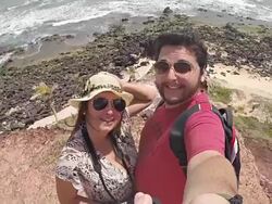 Couple Selfie beach paradise Stock Footage