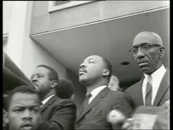 B/W 1960's Martin Luther King and others at demonstration / Montgomery, Alabama / SOUND Stock Footage