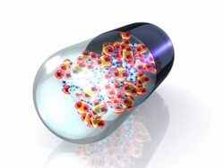 Drug capsule containing a fragment of DNA, illustrating the concept of gene therapy Stock Footage