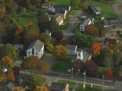 MS AERIAL DS PAN View of Searsport town / Maine, United States Stock Footage