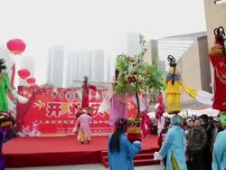 MS Children dressed as ancient figure for shehuo celebrations at temple fair, Shehuo is traditional festive folk celebration during Chinese spring festival / xi'an, shaanxi, china Stock Footage